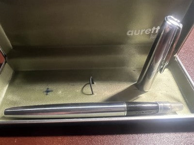 Auretta Stylo-Plume Stylo à Plume par Aurora Chrome Et Cartouches Vintage 1970