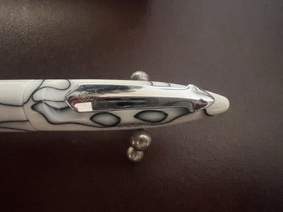 🔴 OSAMA penna sfera marmorizzata bianca venature nere scrive vintage