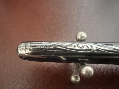 🔴 MARKSMAN penna stilografica metallo cesellato canna di fucile vintage