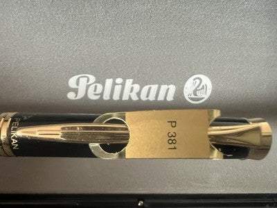 Pelikan Pen Fountain Pen P381 Black Pen Gold 14 KT F Vintage NOS