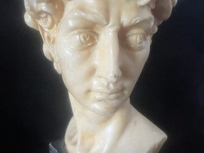 Santini Statue Busto David Sculpture Yellow Amber Marble H 15 Vintage 1966