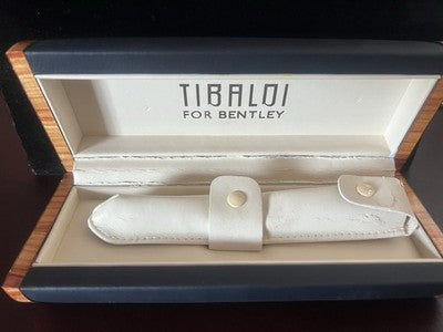🔴 TIBALDI scatola box penna Bentley pelle blu legno radica porta penne A