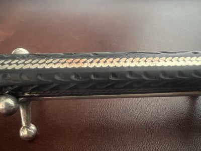 🔴 Penna sfera ARGENTO 800 legno intagliato a mano artigianale rara vintage