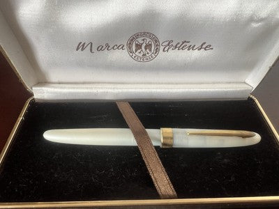 Estense Stylo-Plume Stylo à Plume Celluloid Or 14K Écrit Boîte Vintage
