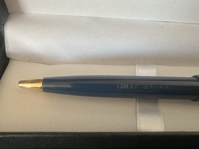 🔴 OMAS penna sfera Extra blu intensa con greca placcata oro scrive vintage