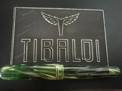 Tibaldi Lápiz Pluma Fuente Irrompible Celuloide Verde Nib Oro Vintage