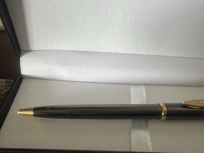 🔴 WATERMAN penna sfera Gentleman lacca nera particolari laminati scrive