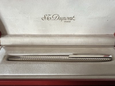 🔴 DUPONT penna sfera placcata argento grande eleganza francese scrive astuccio