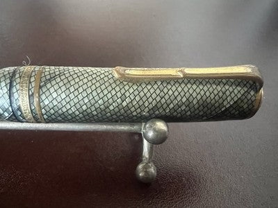 Vintage Mother-Of-Pearl Celluloid Fountain Pen Mosaic Snake And 14K Gold