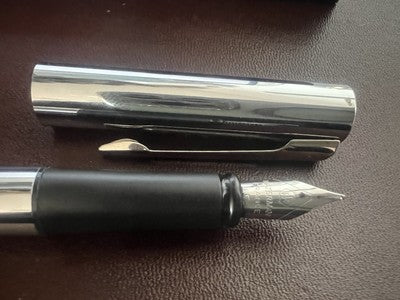 🔴 WATERMAN penna stilografica Graduate cromata punta F con penna sfera