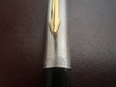 🔴 PARKER penna sfera 45 Custom Flighter De Luxe cabochon nero vintage Made UK