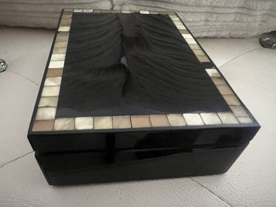 Lipschütz Box Wood Black Polished To Mirror Inlay Mosaic Vintage 6
