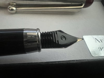 Stylo-Plume Stylo à Plume Argent 925 Et Bois Sphère Avec Cartouches Scrivino 