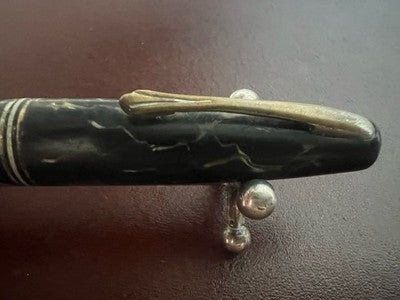 🔴 ANCORA penna stilografica celluloide nera marezzata caricamento leva vintage