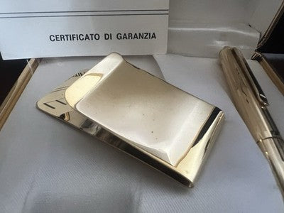 Lalex Set Stylo-Plume Sphère Or + Ferme Argent Billets Trousse Vintage