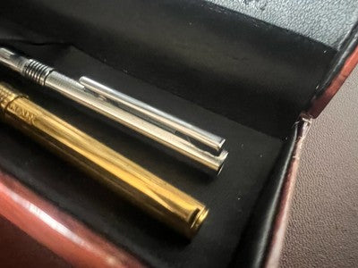 🔴 AURORA Marco Polo chrome and gold ballpoint pens write 2 PENS A 