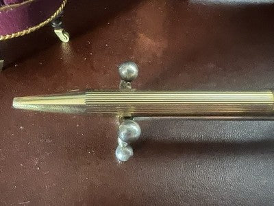 🔴 DELTA penna sfera dorata millerighe pulsante a scatto scrive vintage