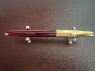 Pen Fountain Pen Bordeaux Mechanism A Piston F Marking Vintage 1950