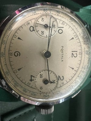 🔴 POSTALA Cronografo Landeron 48 bicompax raro originale funziona vintage ’40