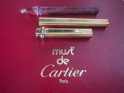🔴 CARTIER penna a sfera Godroné placcata oro parti di ricambio