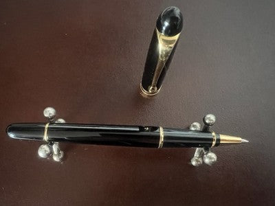 AURORA Ballpoint Pen 88 Mod 810 Black Resin Refill Roller Writes Case 