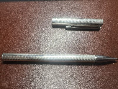 🔴 Penna sfera ARGENTO 925 massiccio cesellato guillocchè scrive vintage 1