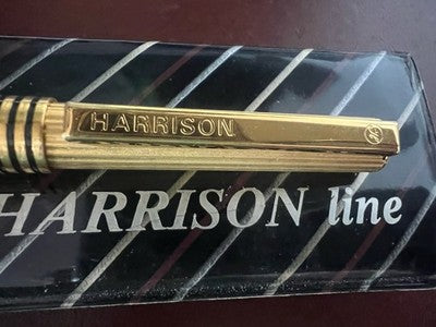 🔴 HARRISON penna a sfera dorata rigata clip incisa astuccio vintag