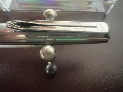 🔴 AURORA penna sfera mille righe cromata scrive vintage anni 1960 A