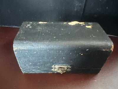 🔴 Scatola orologi tasca box 2 posti scrigno pitone e seta turchese antica 1800