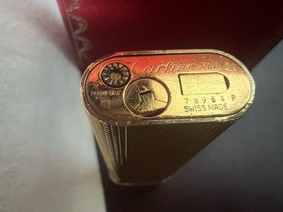Cartier Lighter Trinity Guilloché Plated Works With Pencil Case Instructions