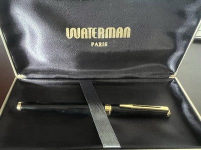 🔴 WATERMAN penna stilografica Perface lacca nera pennino M profili dorati