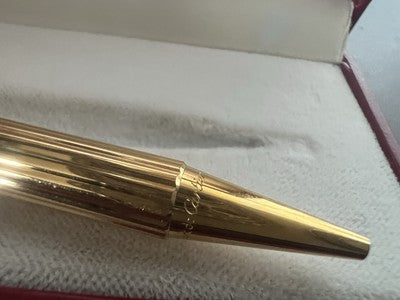 🔴 CARTIER penna sfera Trilogy Vendome placcata oro clip lacca rossa