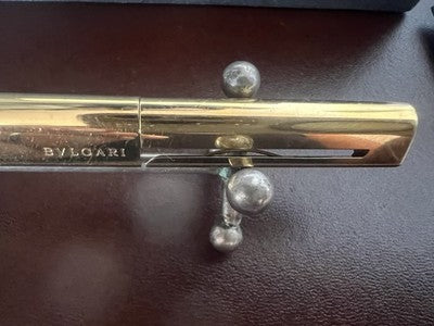 Bulgari Pen Sphere Eccentric Twist Plated Gold Pencil Case Warranty Marking
