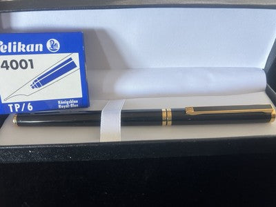 🔴 DUNHILL penna stilografica lacca nera placcata pennino ORO 14 KT Gemline M
