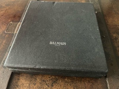 🔴 BALMAIN foulard donna seta 85x88 cm nero con fiori rose con scatola vintage