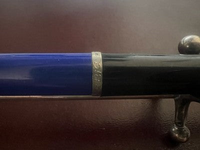 Bic Stylo-Plume à Bille Porte-Plume Bleu Noire Table Avec Bague Vintage Chrome