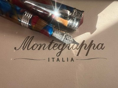 🔴 MONTEGRAPPA stilografica Ducale Murano resina iridescente pennino 1.5 Stub