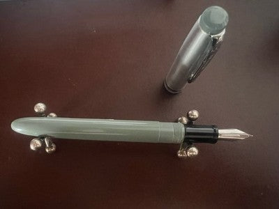 WEAREVER Pluma Estilográfica De Celuloide Gris A Palanca Vintage USA '30