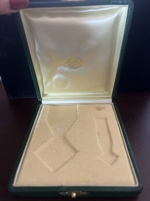 🔴 Scatola Medaglie Valore Onorificenze Vintage Pelle Verde Interno Sagomato