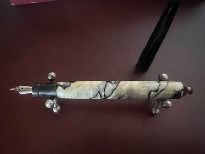 🔴 Penna stilografica AUREA stiloforo celluloide madreperla pulsante fondo DURF