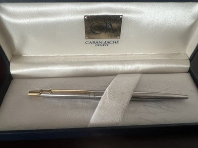 🔴 CARAN D’ACHE penna a sfera Madison cromata dorata clip nodino scrive vintage