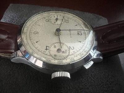 POSTALA Landeron 48 Bicompax Chronograph Rare Original Working Vintage '40