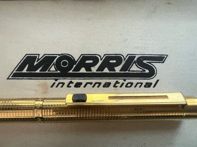 🔴 MORRIS penna stilografica placcata oro pennino M scrive vintage