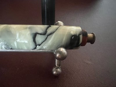 🔴 Penna stilografica AUREA stiloforo celluloide madreperla pulsante fondo DURF