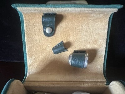 Set Sewing Holy Rosary Meter Thimble Needle Threaders Travel Pouch Vintage