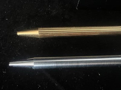 🔴 AURORA penna sfera Marco Polo dorata rigata e e cromata liscia scrivono