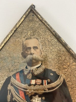 Painting Lithograph Print Umberto I Savoia Re Italy Vintage Frame 1880