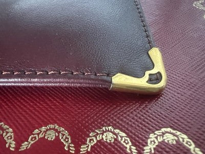 🔴 CARTIER fodero occhiali pelle bordeaux angoli rinforzati metallo vintage