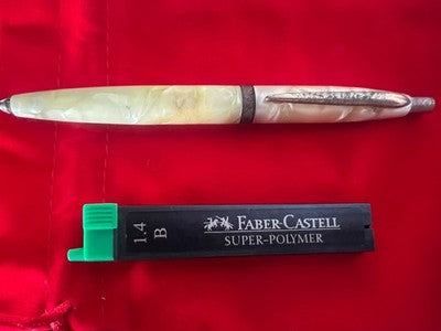 🔴 Matita meccanica celluloide marmorizzata a ragno con mine 1,4 vintage 1940