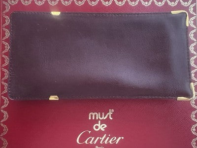 🔴 CARTIER fodero occhiali pelle bordeaux angoli rinforzati metallo vintage